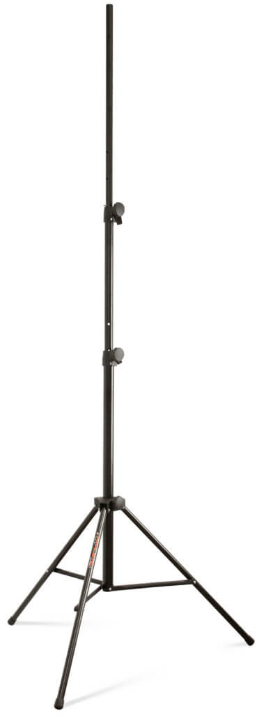 Adjustable height athletic lighting stand with no T-bar, capable of supporting up to 30kg.