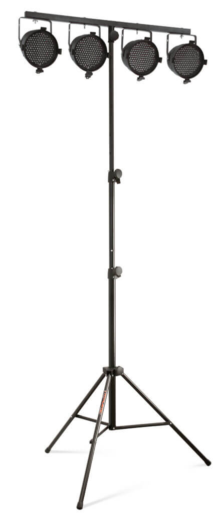 Adjustable height athletic lighting stand with a 30kg load capacity, designed for versatile lighting setups.