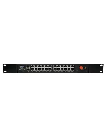 Netonix 24-Port Managed POE Switch with 500W power supply, supporting 24V to 48V, featuring 2 SFP uplink ports.