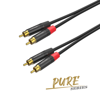 ROXTONE PURE SERIES 2M RCA Signal Lead featuring dual RCA male connectors, ideal for audio and video connections.