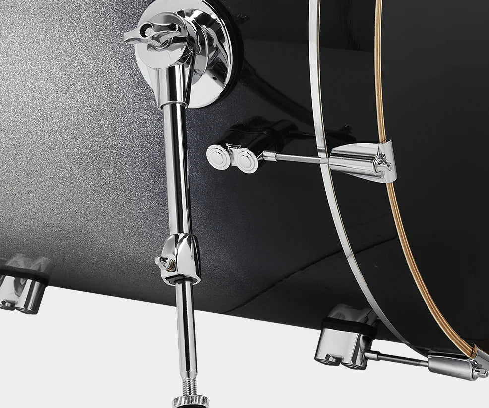 Close-up view of the PDP Concept 18x22" Bass Drum, Silver Sparkle with Chrome Hardware 2.