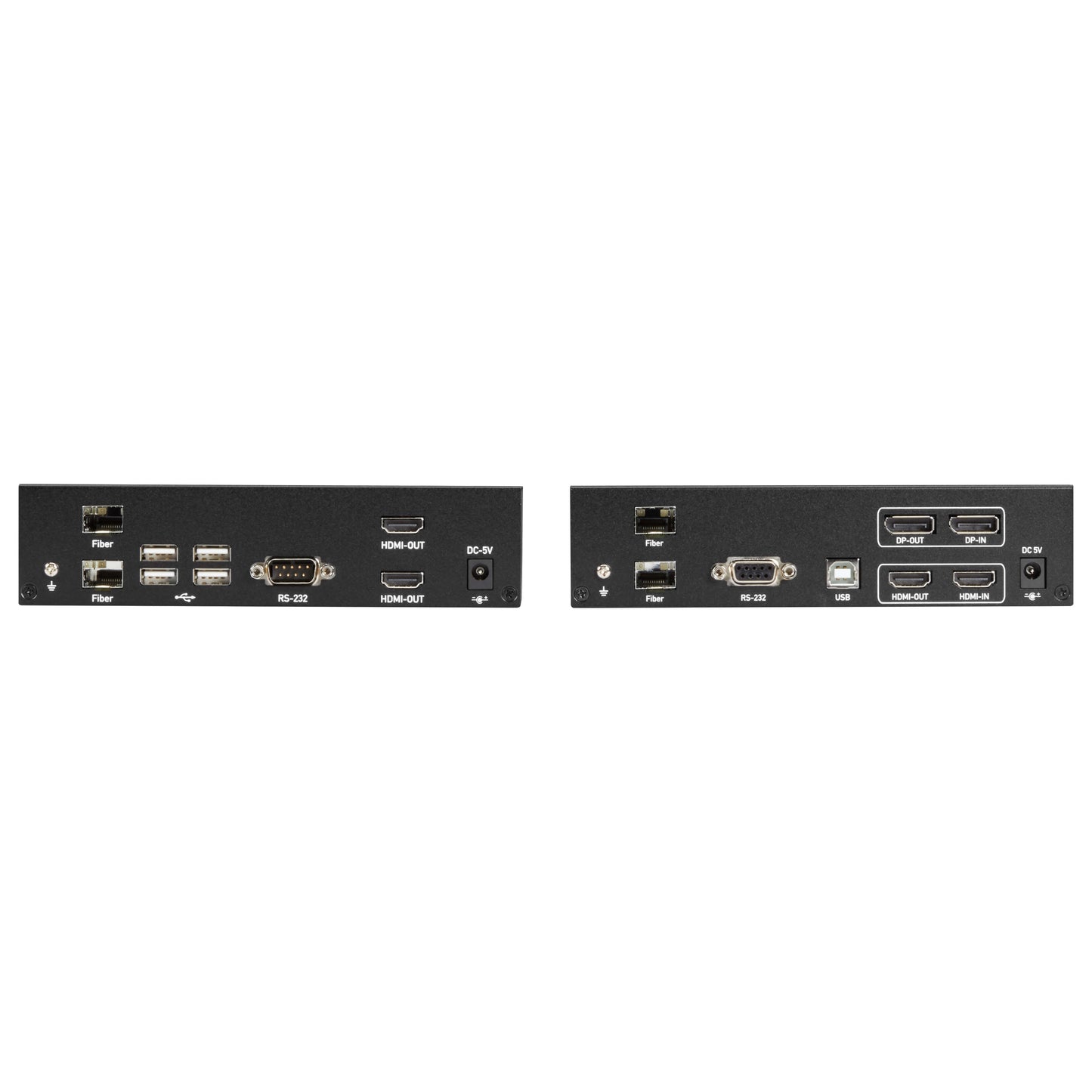 Back view of the PIXEL PLUS 4K HDMI 2.0 Fiber Optic Extender Kit showcasing its design and features.