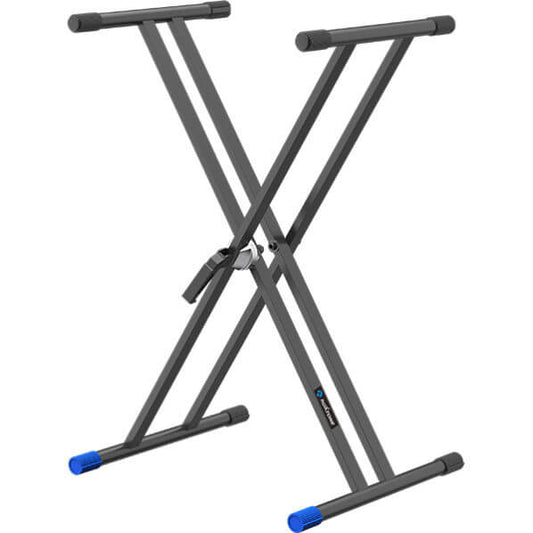 Roxtone PKS120 Double Brace Keyboard Stand made of durable steel, designed for stability and support for keyboards.