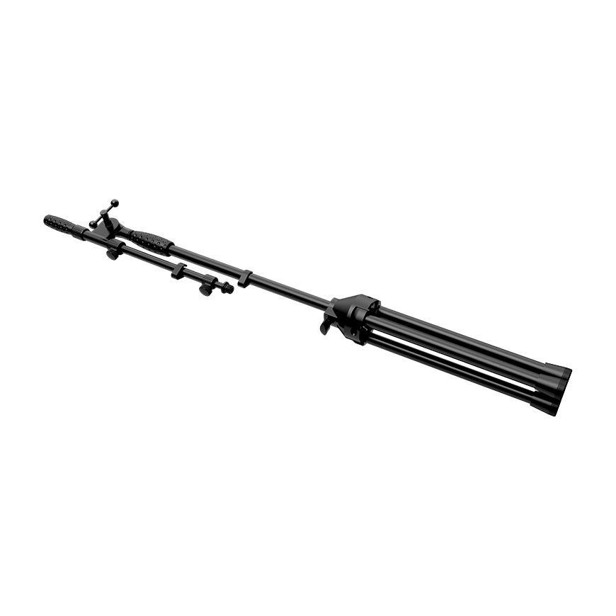 ROXTONE Microphone Stand with Telescopic Boom in black, model PMS120, displayed against a neutral background.