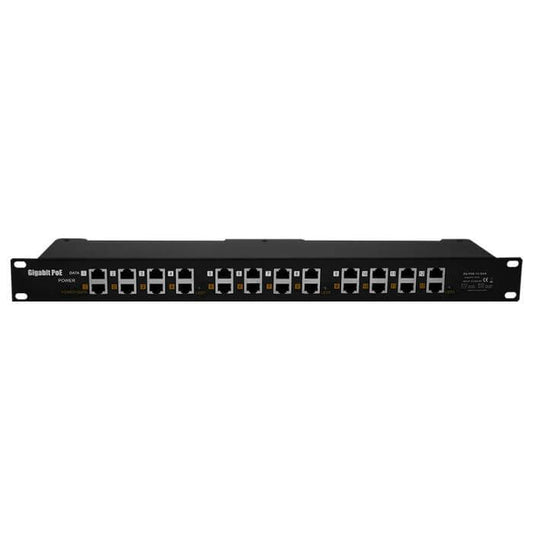 Image of a 12-Port Gigabit Passive PoE Injector, designed for powering multiple devices over Ethernet.