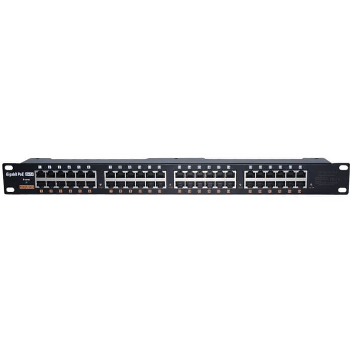 Image of a 24-Port Gigabit Passive PoE Injector, a device used for powering network devices over Ethernet cables.