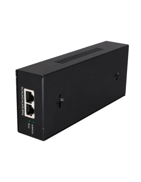 Miro Gigabit PoE Injector with dual RJ45 ports, providing 55V and 90W power over Ethernet.