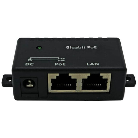 Image of the BrandName Single-Port Gigabit Passive PoE Injector, showcasing its design and features.