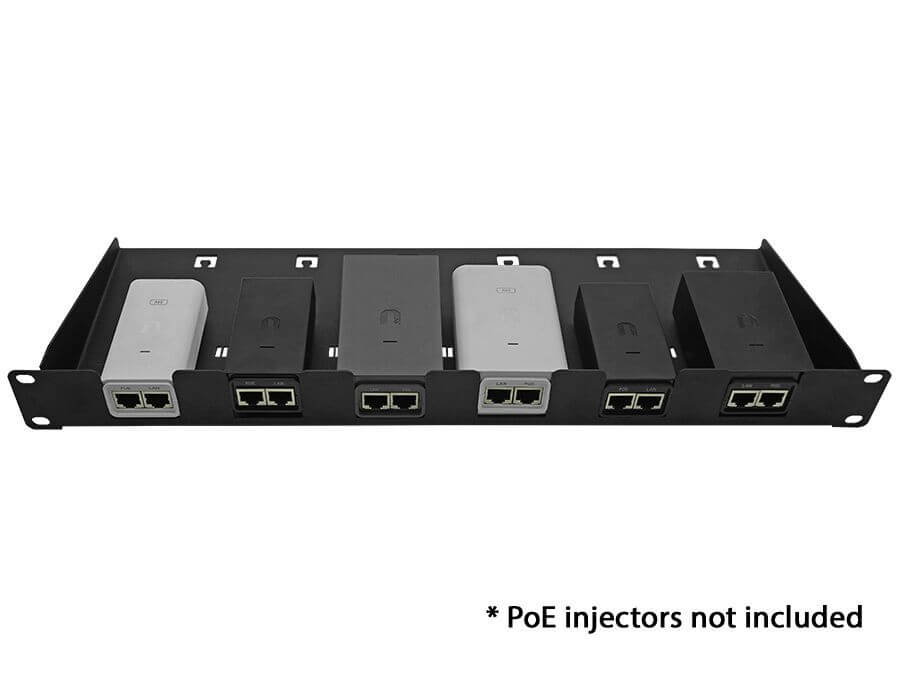 19-inch rack mount panel featuring 6 Power over Ethernet (PoE) ports for efficient network connectivity.