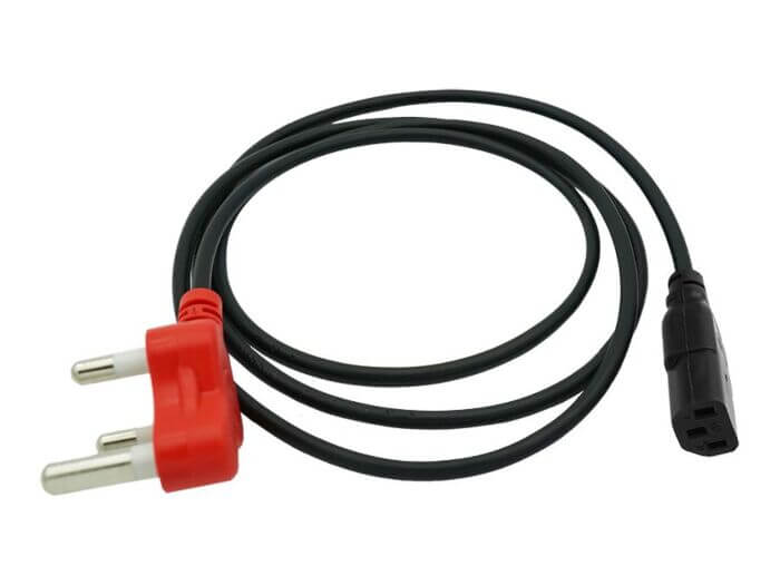 Image of a 1.8m IEC power cord with a dedicated plug from BrandName.