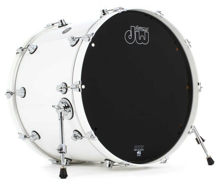 Premier 18x26 inch Ice White Bass Drum displayed against a neutral background.