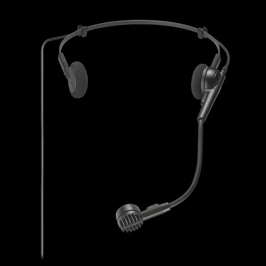 Audio-Technica PRO 8HEcW Hypercardioid Dynamic Headworn Microphone with cW-Style Lock-Down Connector in black.