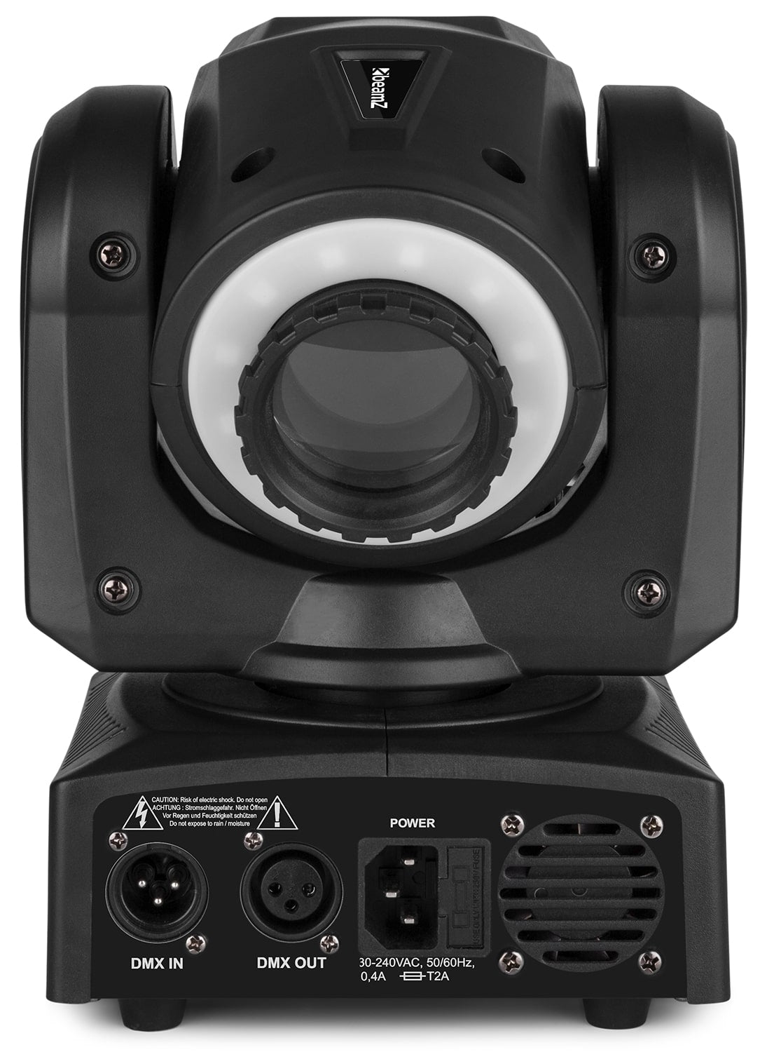 Back view of the Panther 35 LED Spot Moving Head with 35W white LED and RGB SMD LEDs.