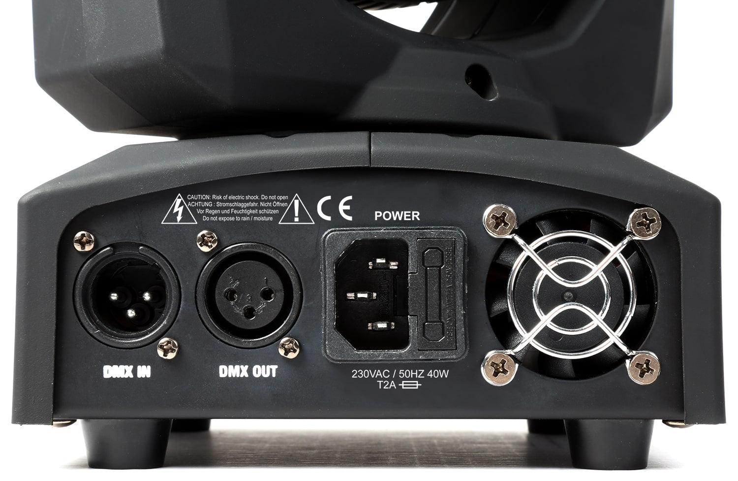 Back view of the Panther 40 LED Spot Moving Head with 45W white LED