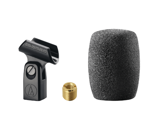 Clip and windscreen for Audio-Technica BP4025 - Stereo X/Y Microphone for Camera Mount