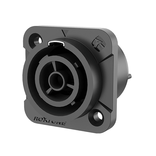 ROXTONE TRUE1 Input Chassis Plug rated 20A and 250V AC, featuring a waterproof IP65 connector.