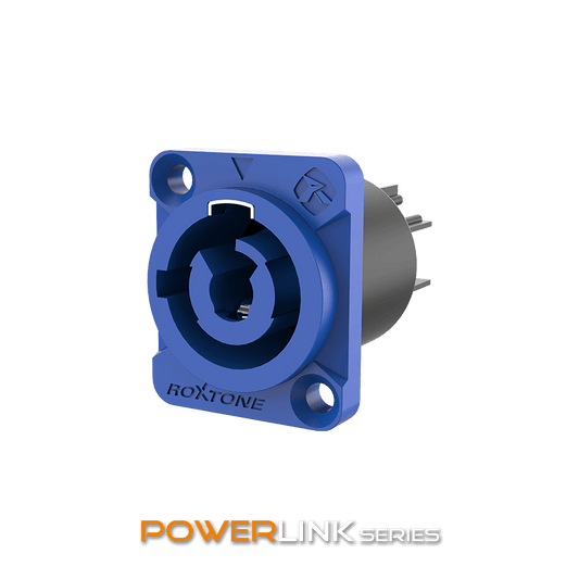 ROXTONE PowerCon Input Chassis Plug, a 20A / 250V AC connector, shown in the image.