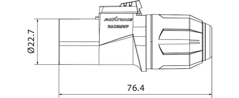 ROXTONE TRUE1 Output Inline Plug 20A / 250V AC IP65 - Lockable 3-Pin Connector designed for LED screens and lighting.