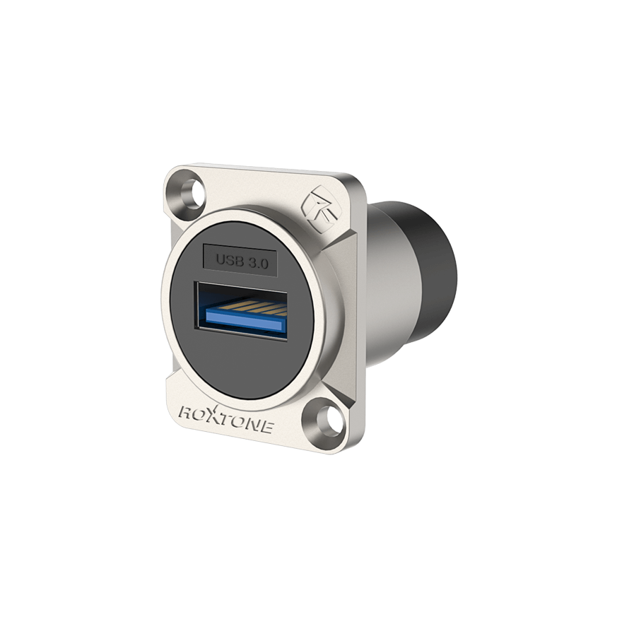ROXTONE USB3.0 Through Socket with Nickel Plated Shell, a high-quality feed through chassis adapter.