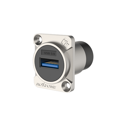 ROXTONE USB3.0 Through Socket with Nickel Plated Shell, a high-quality feed through chassis adapter.