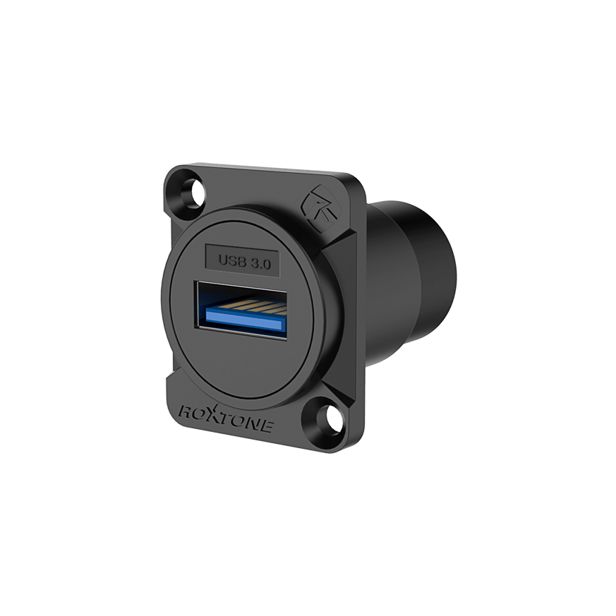 ROXTONE USB3.0 Through Socket with Nickel Plated Shell - High-Quality Feed Through Chassis Adapter