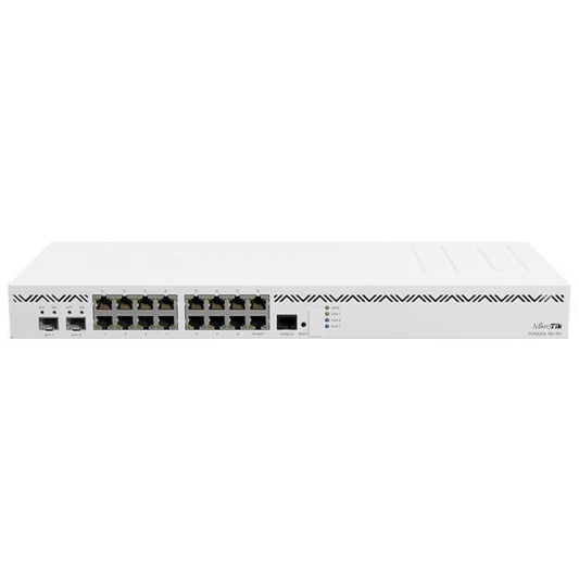 MikroTik Cloud Core Router featuring 16 Gigabit ports and 2 SFP+ slots, designed for high-performance networking.