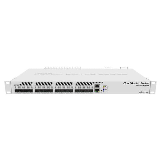 MikroTik CRS317 Cloud Router Switch featuring 16 SFP+ ports for high-speed networking.