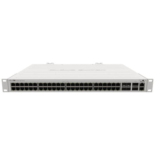 MikroTik CRS354-48G-4S+2Q Switch featuring 48 Gigabit Ethernet ports and 4 SFP+ ports.
