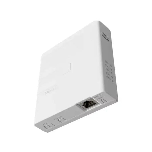 MikroTik GPEN21 Smart Media Converter with PoE, a compact device designed for media conversion and Power over Ethernet functionality.