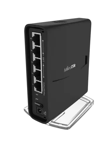 MikroTik hAP ac2 Gigabit WiFi 5 Router with dual-band support, featuring a sleek black design.