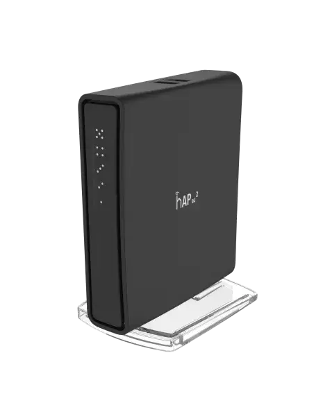 MikroTik hAP ac2 Gigabit WiFi 5 Router with 1200Mbps speed, featuring a sleek black design.