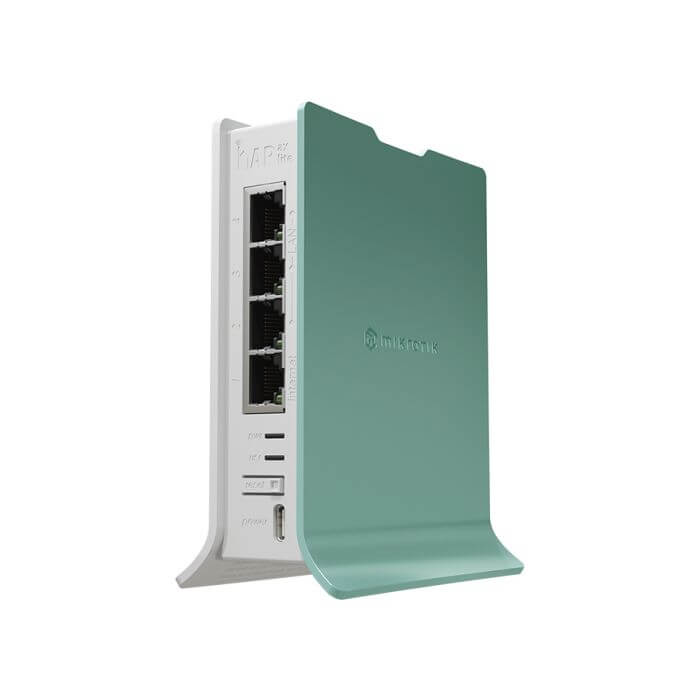 MikroTik hAP ax lite Gigabit WiFi 6 Router with a sleek design, capable of speeds up to 600Mbps.