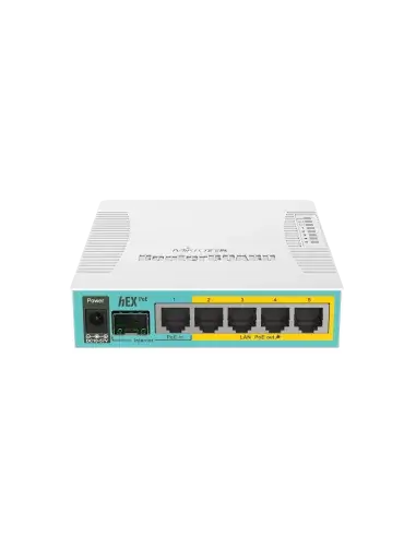 MikroTik hEX PoE 5-Port Gigabit Desktop Router with 1 SFP and 1 USB port