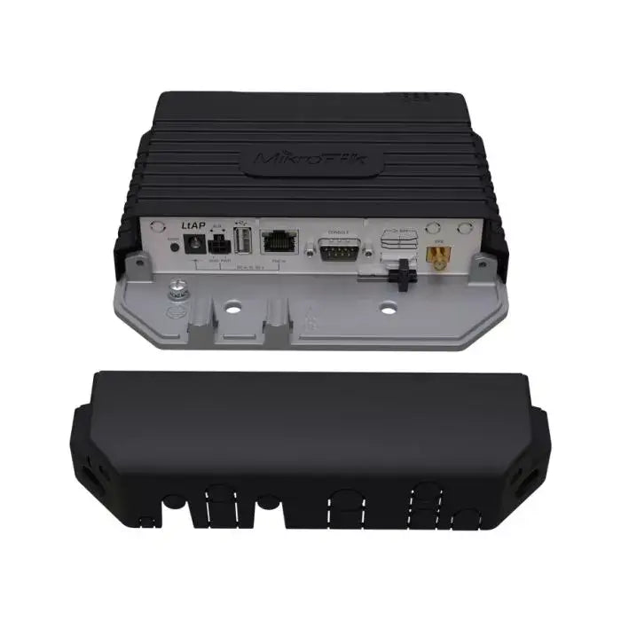 MikroTik LtAP LTE6 3-SIM GPS Router with multiple SIM slots and GPS functionality.