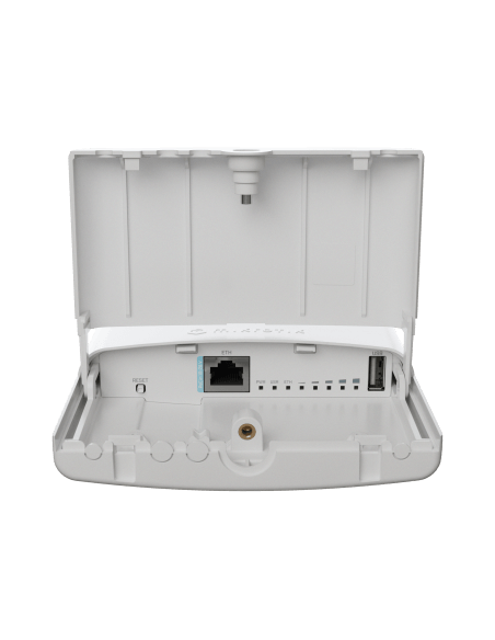 MikroTik NetBox 5 ax Outdoor WiFi 6 Router with 5GHz AX radio and two RP-SMA female connectors.