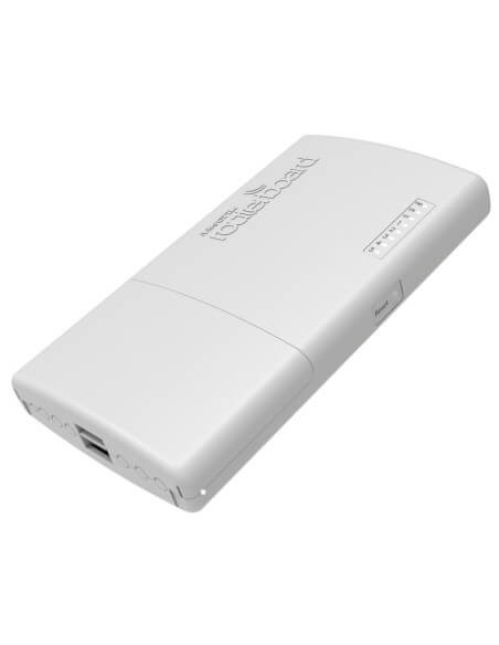 MikroTik PowerBox Pro outdoor router with 5 Gigabit ports and 1 SFP port, designed for outdoor use.