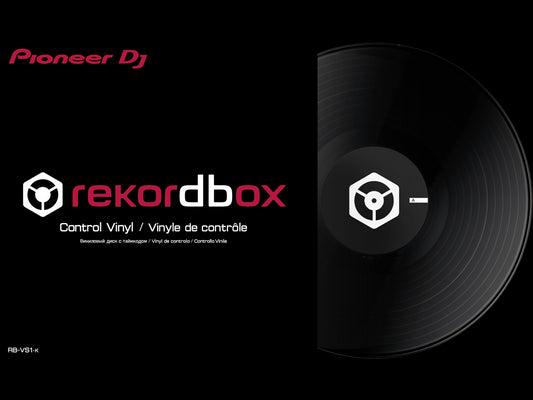 Pioneer RB-VS1-K Rekordbox DVS Timecode Vinyl Record, a black vinyl record designed for digital DJing with Rekordbox software.