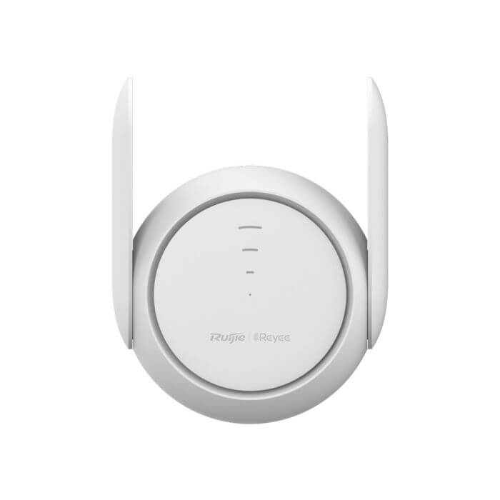 Reyee Dual Band AC 1200Mbps Mesh Range Extender with 4dBi antennas, designed to enhance Wi-Fi coverage.
