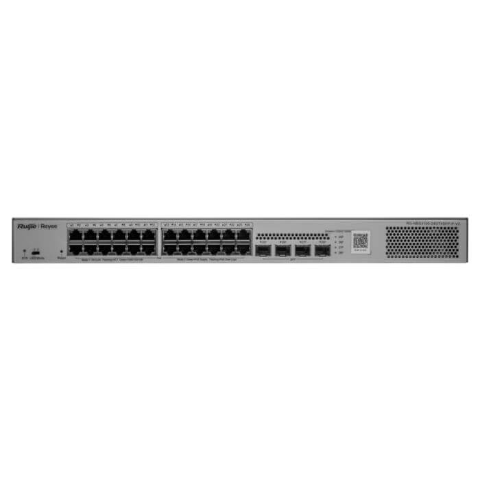 Reyee 24-Port PoE 370W Smart Managed Switch with multiple Ethernet ports and a sleek design.