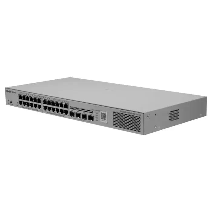 Reyee 24-Port PoE 370W Smart Managed Switch with multiple Ethernet ports and power over Ethernet capabilities.