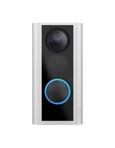 Ring Peephole Camera in Satin Nickel Finish, featuring a sleek and modern design for enhanced home security.