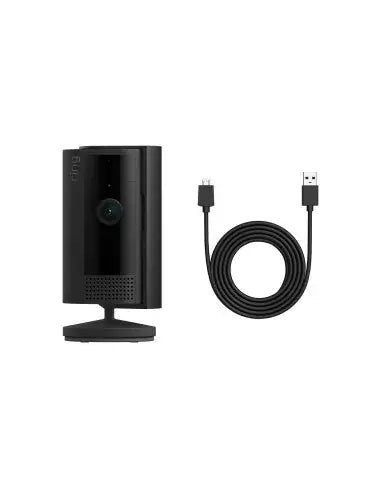 Ring Indoor Camera 2nd Generation in black, designed for indoor use and hardwired installation.