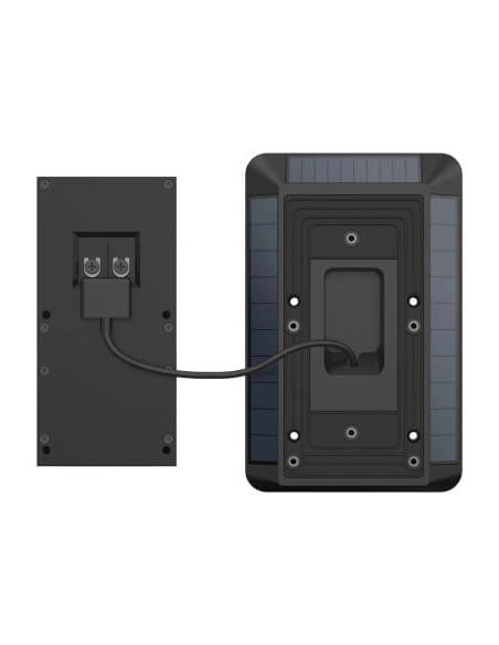 Ring Solar Mount Charger 2nd Generation designed for RVD3 and RVD4, showcasing its solar panel and mounting features.