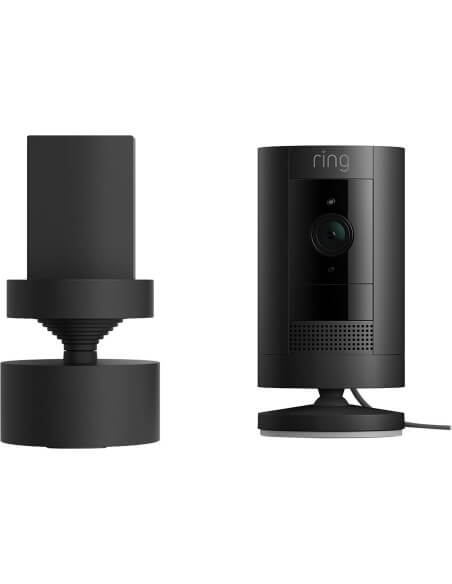 Black Ring Stick Up Cam Pan-Tilt Mount designed for versatile camera positioning.