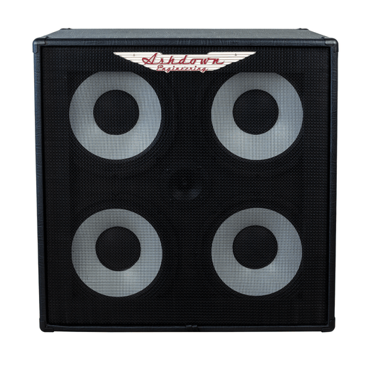 ASHDOWN RM-414T-EVOII 600W 4X10" Lightweight Bass Cabinet with Tweeter, showcasing a sleek design suitable for musicians.