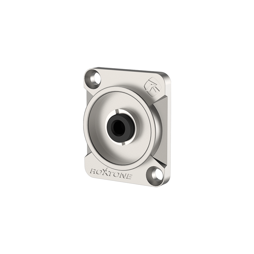ROXTONE 3.5mm stereo female chassis mount connector with a nickel plated shell