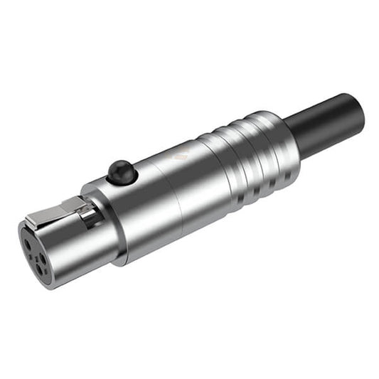 ROXTONE 3P Mini XLR Female Connector with Nickel Shell for high-quality audio connection.