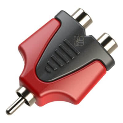 ROXTONE Moulded Adapter RCA Male to 2 RCA Female Connector - an image showing the product design and features.