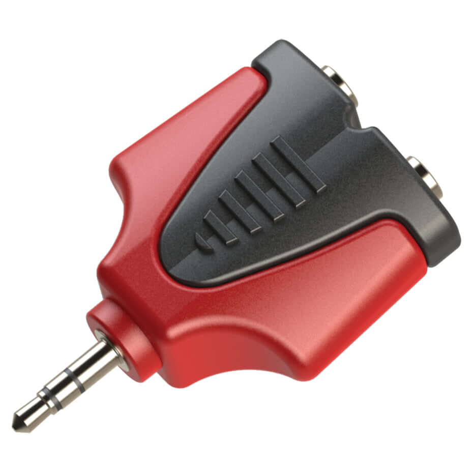 Roxtone Moulded Adapter 3.5mm Stereo Male to 2x3.5mm Stereo Female Splitter, showing the splitter design and connectors.