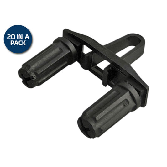 Rackstuds Duo 20 Pack featuring 2.2mm and 3.2mm black fasteners, ideal for securing items.